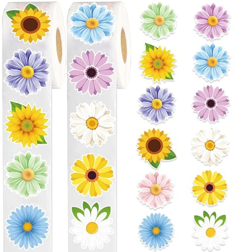 Pegatinas Primavera,1000pcs Pegatinas FloralesPegatinas de Flores para Niños,Florales y Plantas StickersAutoadhesivas,Pegatinas de Flores de Colores para DIY Álbumes de Recortes,Scrapbooking,Agenda