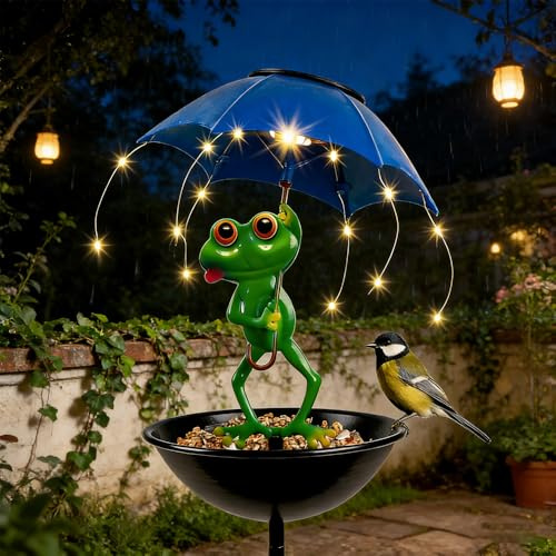 NAVESO Bebederos para Pajaros Jardin, Comedero Pajaros Exterior Metal, Baño para Pájaros para Jardín, Terrazas, Patios, Césped Exterior, Tanto Bañar como Alimentar a Las Aves