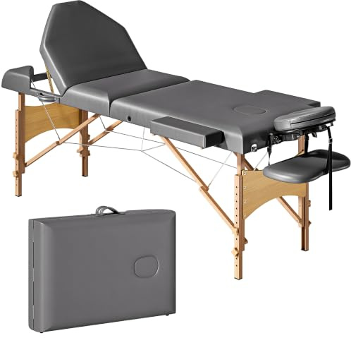 HOMCOM Table de Massage Pliante, Lit de Massage 3 Zones, 185 x 60 cm, Gris