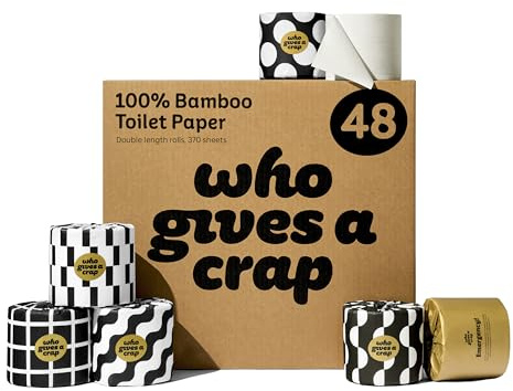 Who Gives A Crap – Premium Bamboo Toilet Roll | Box of 48 Toilet Rolls (3-Ply, 370 Sheets) | Soft, Strong, Sustainable, Biodegradable, Plastic-Free