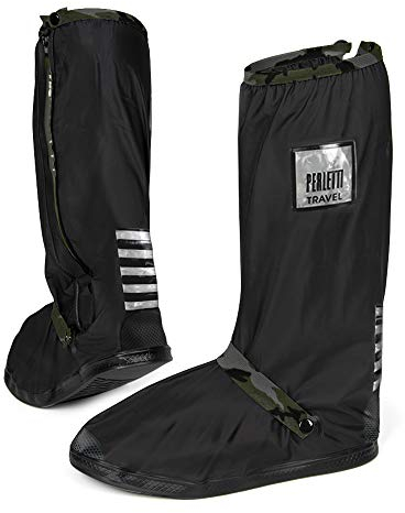 PERLETTI Couvre Chaussures Noirs Imperméables Résistants Réutilisables - Surchaussures Étanches Pluie Neige Boue - Détails Réfléchissants Semelle Antidérapante Renforcée (S (36/39 EU), Camouflage)