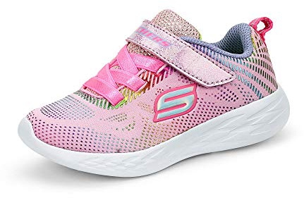 Skechers Go Run 600 Shimmer Speeder Baskets pour Fille, Bordure en Maille Rose Clair, 33.5