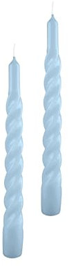 Candele laccate tortiglione - Home Decor Collection- Ø 2,2 cm h. 21 cm - 3 pezzi - Celeste