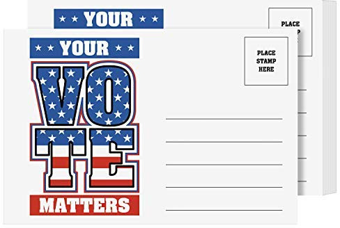 Your Vote Matters – Blank Patriotic Voting Post Cards for USA Election Campaign | Mailable, No Envelopes Needed | Flip Side Is Blank| Size 4 x 6 Inches | Bulk Set of 100 Cards Per Pack
