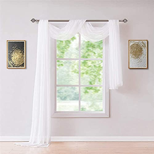 Yaland Dekorativ, enfärgade gardiner, tvärhängande, frihandsdekoration, gjord av transparent voile, dekorativa gardiner, gardin för sovrum, bröllop, himmelsäng, vardagsrum, bröllop, vit, längd 900 cm,