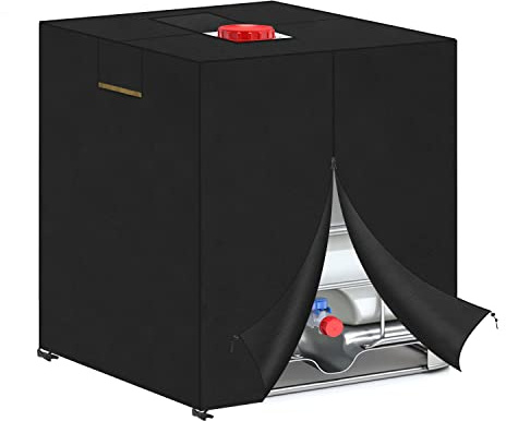 VANSHEIM Outdoor IBC Tank Cover UV IBC Water Tank Protective Cover Heavy Duty Waterproof Oxford Polyester Rainproof Outdoor IBC Covers with Zip for 1000L IBC Water Container Covers 120x100x116cm