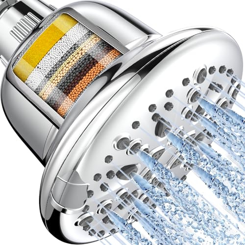 Cobbe Filtered Shower Head, 7 Modes High Pressure Shower Heads Chrome