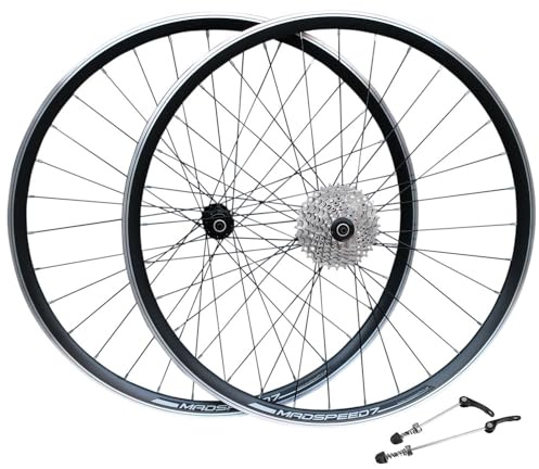 Madspeed7 QR 700c (ETRTO 622x15) Road Racing Bike Wheel Set + 8 Speed Cassette (11-25t) - Sealed Bearing Hubs (Very Smooth hubs) - Lightweight - 32x Spokes – Suitable for rim brakes only