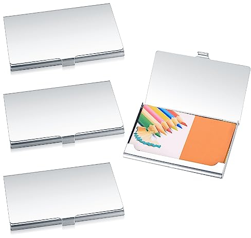 ywchoshe 4 Stk Visitenkartenetuis, Edelstahl Visitenkartenhalter, Metall Kartenhalter für Visitenkarten, Visitenkartenbox, Visitenkarten Etuis Taschen für Damen Frauen Herren Männer