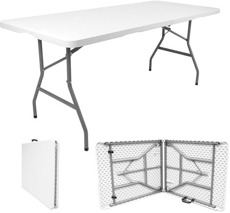 Royalford 6ft Heavy Duty Folding Table - Portable & Compact Foldable Table - Ideal Folding Table for Picnic, Catering, Garden, Camping Table, Pasting, Crafting, Party, BBQ Market