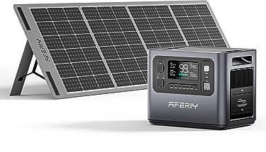 AFERIY Générateur Solaire 2400W avec 200W Panneau Solaire, 2048Wh Batteries LiFePO4, Sorties AC 220V-240V, Panneau Solaire Pliable avec Ports USB, IP65, pour Camping/Maison/Domicile