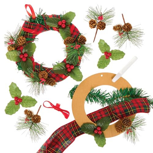 Baker Ross FX888 Kit de fabrication de couronnes de Noël artificielles - Kits de bricolage de Noël pour les enfants