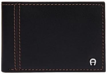 Aigner Herren Geldbörse Javis klein, Schwarz/Braun, RFID-geschützt