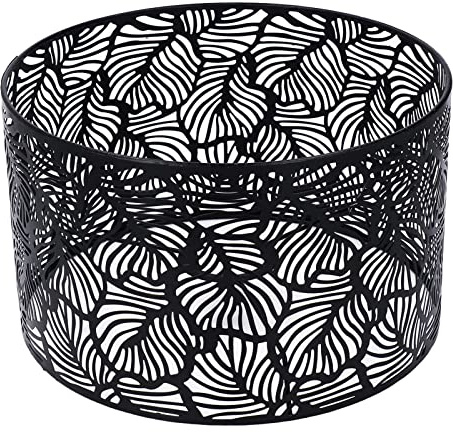 BEIJIALY Abat-Jour Tambour en Métal, Couvercle D'abat-Jour Ajouré, Style Simple Moderne, Décoration de la Maison pour Ampoules E14 E27 (Noir)