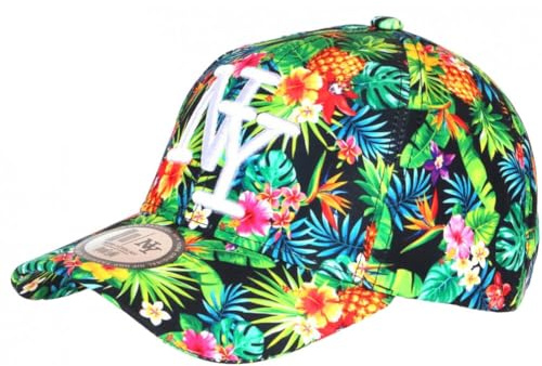 Hip Hop Honour NY Cap Orange und Grün Tropische Blumen Ananas Baseball Sunlight, Orange, One size