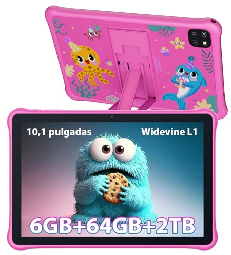 OSCAL 10,1 Android 13,6 GB RAM 64 GB ROM (TF 2T GB), GMS certifierad, föräldrakontroll, förinstallerade applikationer, wifi6/BT 5.2/5100 mAh/8 MP+5 MP, med EVA barnsäker (rosa)