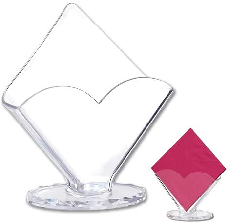 Decoraparty Portatovaglioli da Tavola Trasparente in Plastica, Porta Ferma Tovaglioli Dispenser Fazzoletti Salviette da Tavolo, Liscio, a Cuore 17 x 17 x 8 cm