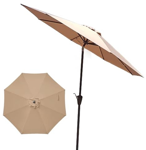 WATAOW Sombrilla De Patio para Exteriores De 2,7 M | Parasol De Jardín De Mesa para Patio De Mercado | Inclinable |para Playa(Khaki)