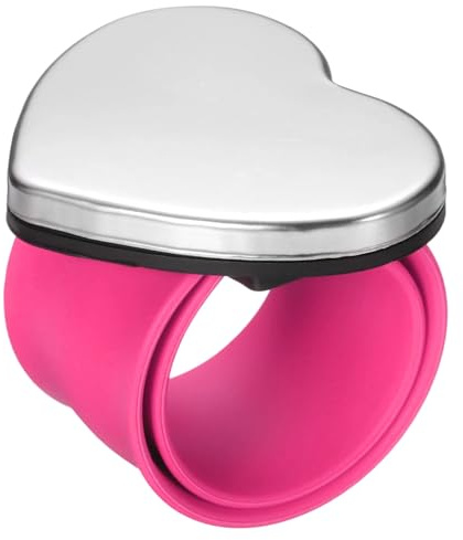 sourcing map Magnetic Pin Holder Wristband Heart-Shaped Wrist Sewing Pincushion Silicone Strap Pin Cushion for Sewing Quilting, Pink
