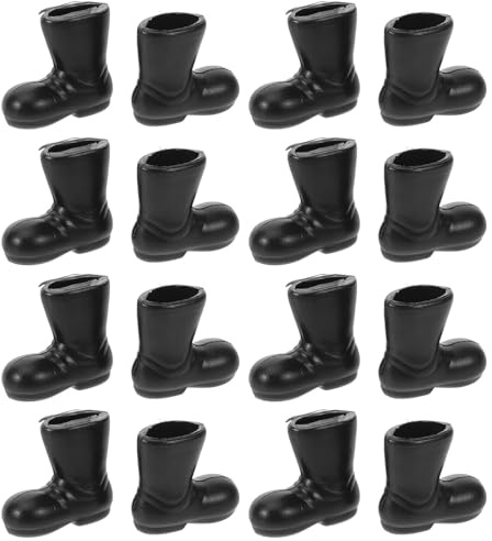 HEMOTON 50 Pairs Mini Santa Claus Shoes Boots for Chirstmas, Miniature Ankle Rain Boots Santa Claus Doll Ornaments for Festival Indoor DIY Craft