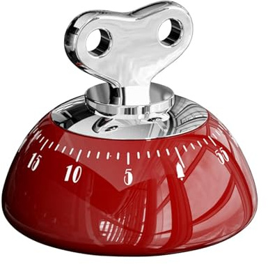 Yooyan Mekanisk kökstimer i rött – Nedräkning från 1 till 60 minuter, stark larm och magnetisk baksida, batterilös drift, perfekt för kök, bakning, kontor och studier