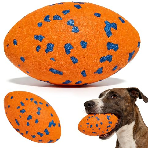 Hundboll oförstörbar, hundleksak boll, flytande hundleksak, hundfotbollsleksak för träning fånga och kasta, flytande gummiboll för pool/strand för medelstora och små hundar