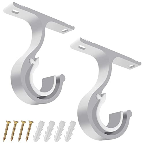 FooYee 2 soportes para barra de cortina, soporte de metal para barra de cortina, soporte de pared, barra de cortina de ducha, accesorios para cortinas, barra de ducha, color blanco