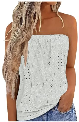 Tube Tops for Women Summer Stretchy Bandeau Strapless Top Casual Loose Fit Boob Tube Breathable Solid Color Going Out Party Capsule Wardrobe Clothing