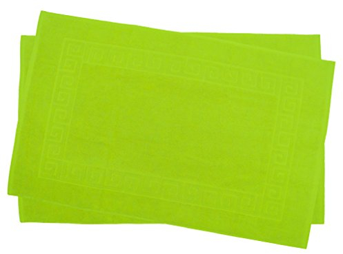Julie Julsen 2er Pack 60 x 100 cm Badvorleger in Premium Qualität 900 gm2 in aktuellen Farben und 4 Größen aus Baumwolle Badematte Badteppich Duschvorleger Design Spirale Apfelgrün