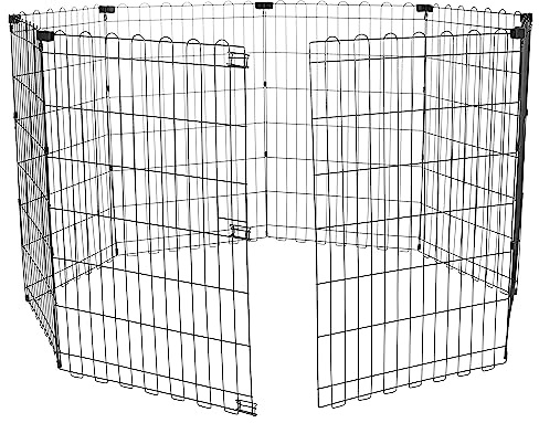 Amazon Basics Portable Foldable Octagonal Metal Exercise Dog Playpen, Indoor/Outdoor Pet Fence, No Door, 8 Panels, Medium, 60 x 60 x 36 inches, Black