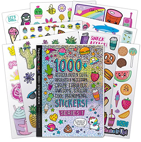 Fashion Angels Basic Fun 1000+ Ridiculously Cute Stickers – Huge Sticker Book for Girls with Kawaii, Animal, Food & Fun Designs – Ages 6+