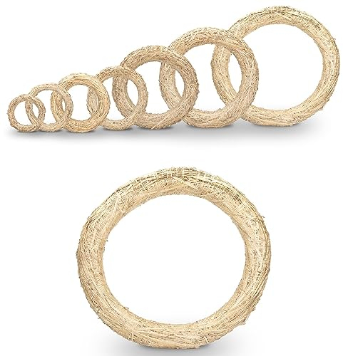 NaDeco Strohkranz Natur in 7 Größen zur Auswahl Strohkränze von klein bis groß Strohring Strohkranz Türkranz Kranz Rohling Strohrömer Roemer Strohkranz selber Machen, Größe:Ø 50 x 7 cm