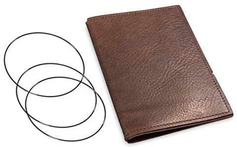 A6, revolutionäres, nachhaltiges X17-Konzept für Notizbuch, Personal Organizer und Terminplaner/Hülle für 2 Hefte! Belgisches Leder dunkel-braun, Kastanie, Made in Germany,17 Jahre Garantie*