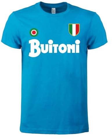 PRS - T-Shirt Primo Scudetto Napoli 1987/88,Maglietta ricordo Vintage Primo Scudetto del Napoli, Maglietta da Stadio,Sport,Idea Regalo,Festa del Papa' (IT, Testo, XXL, Regular, Regular, Azzurro)