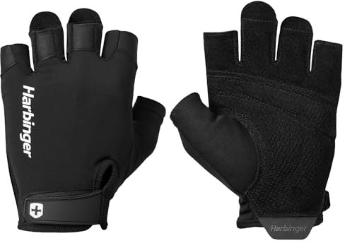 Harbinger Pro Gloves 22249 Lightweight and Flexible Gloves with Improved Breathability for Moderate Support, Medium, Unisex, Black, M