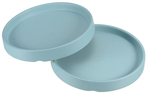 PATIKIL Blumentopf-Untersetzer, 11,4 cm, 2 Stück, Keramik, rund, Blumentropfschale für drinnen und draußen, türkis, (pta220802tt1047)