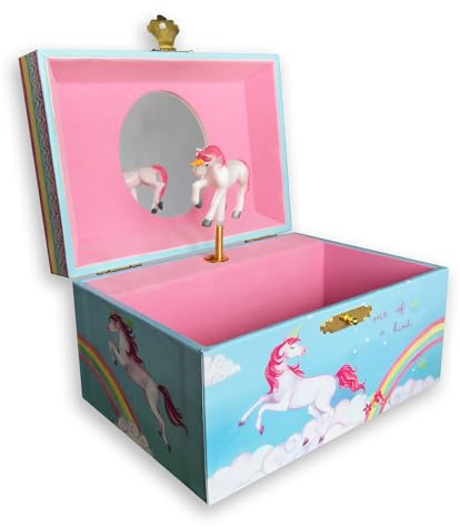BinkeGG Play [ Somewhere Over the Rainbow ] (60 Tunes Option) Children Jewelry Box Unicorn Jewelry Music Box for Girls Jewelry Storage Box with Sankyo Musical Movement