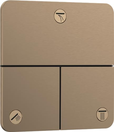 hansgrohe ShowerSelect Comfort Q - Robinet d'arrêt pour la montage encastré de mitigeurs thermostatiques ShowerSelect Comfort (3 fonctions), Bronze brossé, 15587140