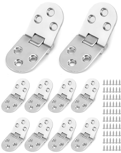 QWORK® 10 Pieces Folding Flip Hinges 180 Degree Hinges, Zinc Alloy, Folding Table Hinge, Drop Down Hinges for Folding Tables, Cabinets, Wardrobe Doors