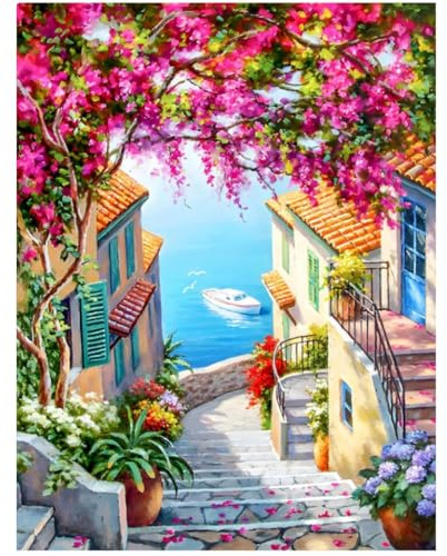 XUIIOSOOKP Diamond Painting Erwachsene, 5D Diamond Painting, DIY Diamant Painting Bilder, Baum Diamant Malerei Stickerei Set für Zuhause Wanddekorationen - 30x40cm/Meerblick