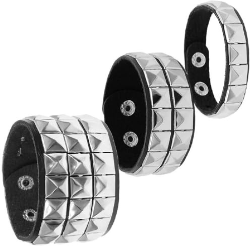 DATOA Gothic Studded Punk Bracelet Spiked Bracelets Emotion Band Cool jewelry for Women Men Goth Bracelets Gothic Bracelet Studded Arm Band - 3 Pcs Set