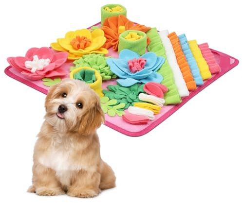 Ankilo Alfombra para olfatear Perros, Alfombra de Comida, Alfombra de Entrenamiento Lavable, Juguete Interactivo para Perros, Alfombra de Juego para Perros pequeños, Color Rosa, 39 x 39 cm