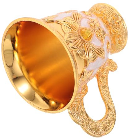 LIFKOME 1piezas Copa Retro De Aleación Relieve Floral Para Ofrecimiento De Agua Para Bodas y Celebraciones Elegante Cáliz De Diseño Clásico