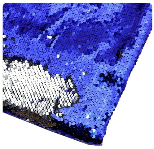 AMateschitz vändbart paljetttyg gnistrande paljetttyg glitter för sömnad metervara nättyg skimrande sömnadsmaterial sjöjungfrutyger för aftonklänning bordsduk blå #4 100 x 130 cm