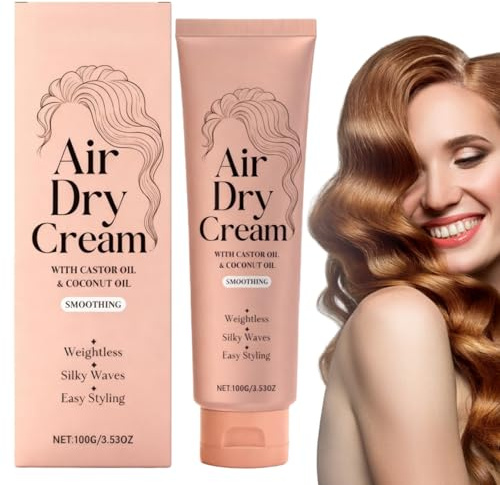 Air Dry Cream,Smoothing Air Dry Cream for Hair,Frizz Hair Control Care C/ream,Hai/r Styling Smoothing Blow D/ry Cr/eam,Weightless Styling C/ream for Ha/ir,Anti Frizz Moisturiser for All Ha/ir Types