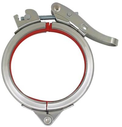 Collier de serrage rapide acier galvanisé pour tuyaux d'echappement les tonneaux cerclage fût conduit vmc avec joint en caoutchouc autobloquant réglable tube rond plomberie ajustable (ID 200mm)