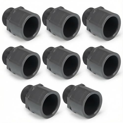 Fiwochic 8 Pcs 1 Inch PVC Pipe Fitting Male Adapter Schedule 80 Socket x Npt Compatible with 836 Series Heavy Duty Industrial Grade Corrosion Resistant Plumbing Irrigation Connector for Water