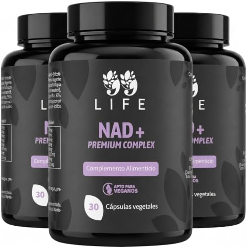 NAD+ 99LIFE Premium Complex | 90 Cápsulas NAD+, Resveratrol, Quercetina y Extracto de Uva Cápsulas Vegetales – Apto para Veganos