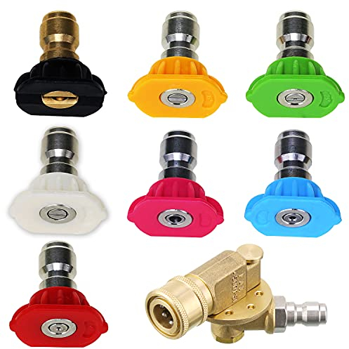 M MINGLE Kit d'accessoires pour nettoyeur haute pression AMZ - 7 embouts pour laveuse électrique, raccord rapide - 1/4, 4500 PSI - Lot de 8