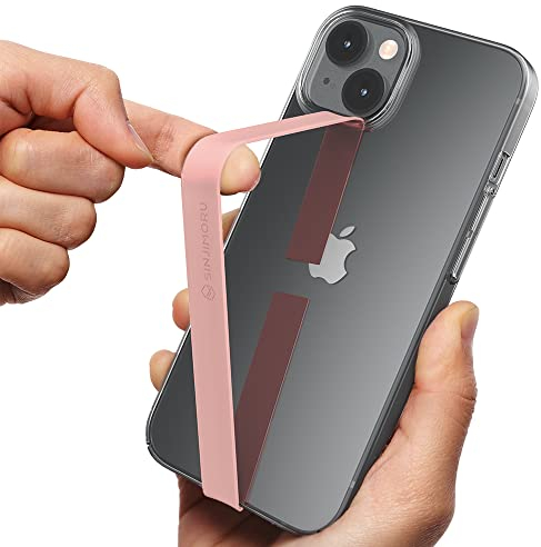 Ultra Slim Phone Loop Finger Holder, Sinjimoru Secure Strap as Mobile Grip Compatible with iPhone Case & Samsung Phone. Pink